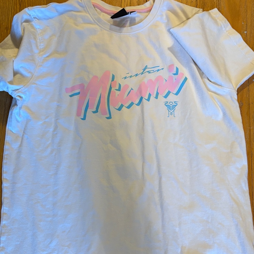 Inter Miami Men’s Tee - White with Pink and Blue Accents